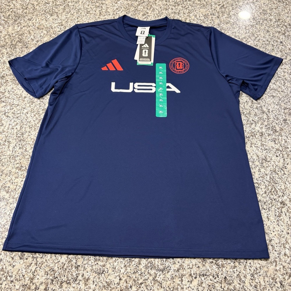 New Adidas USA Soccer World Cup Graphic T-Shirt Navy Blue Men's Size XL NWT